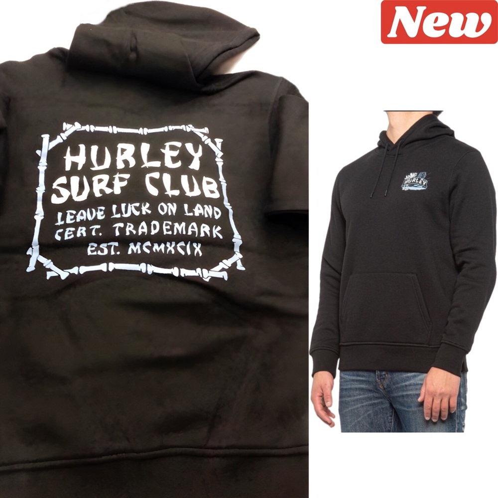 🛑CLEARANCE‼️ 🆕 Hurley Take Out Small Black Fleece Hoodie with graphics